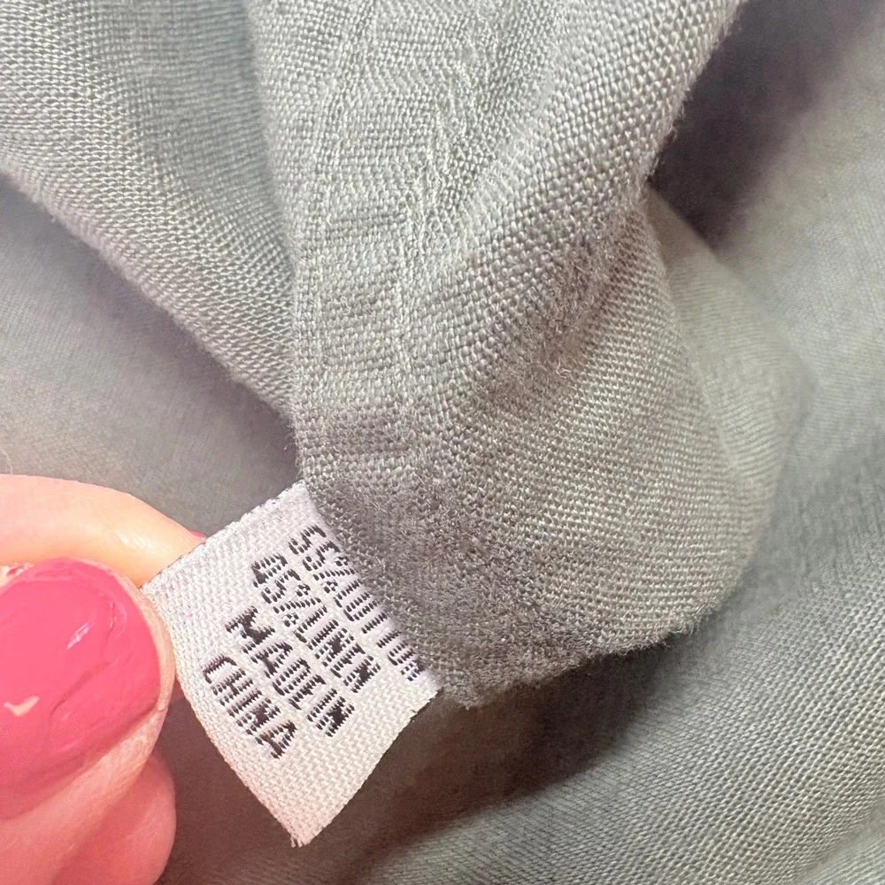 J. Crew Button Down‎ Shirt Mens L Olive Green Cabin Preppy Gorpcore Classic FLAW